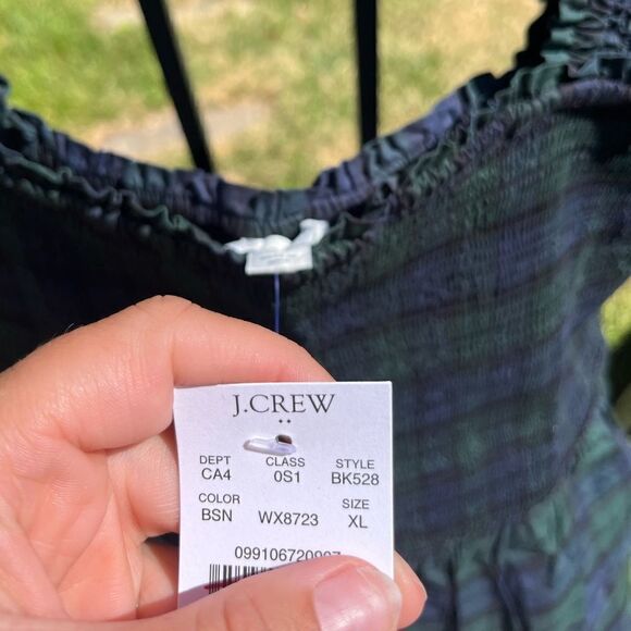 J Crew Tartan Plaid Cotton Smocked Tiered Midi Nap Dress NWT - Picture 9 of 10
